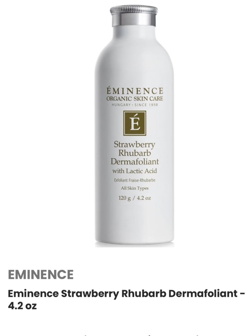 Eminence Organic Skin Care - Strawberry Rhubarb Dermafoliant with Lactic Acid